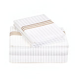 400TC Triple Embroidery Sateen Stripe Cotton Sheet Set