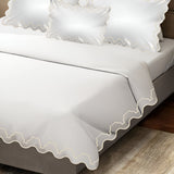 Imaginary Scallop 400TC Cotton Embroidery Sateen Solid Duvet Cover Set