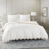 400TC Cotton Sateen Triple Scallop Embroidery Duvet Cover Set