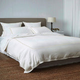 Ava 400TC Cotton Scallop Embroidery Sateen Solid Duvet Cover Set
