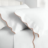 400TC Cotton Scallop Embroidery Sateen Solid Pillowcases (Set Of 2)