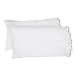 400TC Cotton Scallop Embroidery Sateen Solid Sheet Set