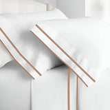 400TC Embroidery & Border Cotton Sateen Solid Pillowcases (Set Of 2)