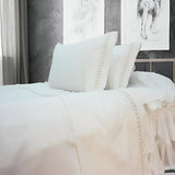 400TC Sateen Solid Cotton Dot Embroidered Sheet Set
