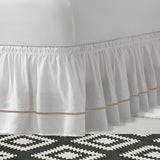 400TC Sateen Solid Cotton Single Embroidered Wrap Around Bed Skirt