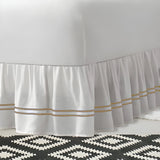 400TC Sateen Solid Cotton Double Embroidered Gathered Bed Skirt