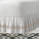 400TC Sateen Solid Cotton Triple Embroidered Gathered Bed Skirt