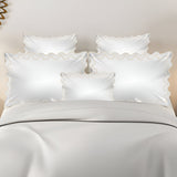 Imaginary Scallop 400TC Cotton Embroidery Sateen Solid Duvet Cover Set