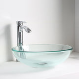 Etude Series 17 in. Bathroom Vessel Sink with Scratch-Tough and Stain-Resistant Non-Porous Surface in Clear Glass
