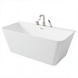Vault Series 67 in. x 32 in. Flat Bottom Acrylic Freestanding Soaking Bathtub with Center Drain and Faucet