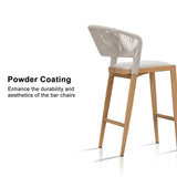 PURPLE LEAF Outdoor Bar Stools Set of 2, All-Weather Rope Wicker Aluminum Patio Bar Chairs for Deck, Balcony, Garden, Kitchen Island