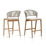PURPLE LEAF Outdoor Bar Stools Set of 2, All-Weather Rope Wicker Aluminum Patio Bar Chairs for Deck, Balcony, Garden, Kitchen Island