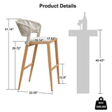PURPLE LEAF Outdoor Bar Stools Set of 2, All-Weather Rope Wicker Aluminum Patio Bar Chairs for Deck, Balcony, Garden, Kitchen Island