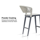 PURPLE LEAF Outdoor Bar Stools Set of 2, All-Weather Rope Wicker Aluminum Patio Bar Chairs for Deck, Balcony, Garden, Kitchen Island