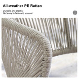 PURPLE LEAF Outdoor Bar Stools Set of 2, All-Weather Rope Wicker Aluminum Patio Bar Chairs for Deck, Balcony, Garden, Kitchen Island