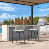 PURPLE LEAF Outdoor Bar Stools Set of 2, All-Weather Rope Wicker Aluminum Patio Bar Chairs for Deck, Balcony, Garden, Kitchen Island