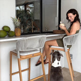 PURPLE LEAF Outdoor Bar Stools Set of 2, All-Weather Rope Wicker Aluminum Patio Bar Chairs for Deck, Balcony, Garden, Kitchen Island