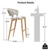 PURPLE LEAF Outdoor Bar Stools Set of 2, All-Weather Rope Wicker Aluminum Patio Bar Chairs for Deck, Balcony, Garden, Kitchen Island