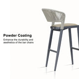 PURPLE LEAF Outdoor Bar Stools Set of 2, All-Weather Rope Wicker Aluminum Patio Bar Chairs for Deck, Balcony, Garden, Kitchen Island