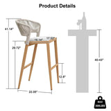 PURPLE LEAF Outdoor Bar Stools Set of 2, All-Weather Rope Wicker Aluminum Patio Bar Chairs for Deck, Balcony, Garden, Kitchen Island