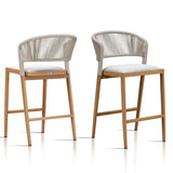 PURPLE LEAF Outdoor Bar Stools Set of 2, All-Weather Rope Wicker Aluminum Patio Bar Chairs for Deck, Balcony, Garden, Kitchen Island