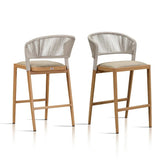 PURPLE LEAF Outdoor Bar Stools Set of 2, All-Weather Rope Wicker Aluminum Patio Bar Chairs for Deck, Balcony, Garden, Kitchen Island