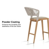 PURPLE LEAF Outdoor Bar Stools Set of 2, All-Weather Rope Wicker Aluminum Patio Bar Chairs for Deck, Balcony, Garden, Kitchen Island