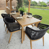 PURPLE LEAF Patio Dining Set with Sunbrella Fabric Cushions and Aluminum Table All-Weather Wicker Patio Table Set for Deck