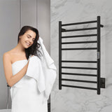 Bali Series 10-Bar Wall Mounted Electric Bathroom Towel Warmer Rack in Brushed Nickel Finish Stainless Steel