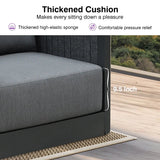 PURPLE LEAF Sanori U-Shaped Patio Couch Set Modular Sofa with Grey Cushions and Ottoman for Balcony