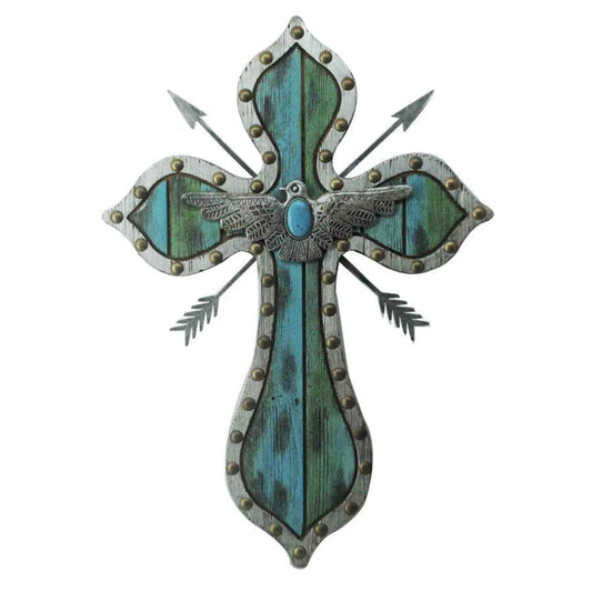 Thunderbird Arrow Turquoise Cross Wall Art, 4 MOQ