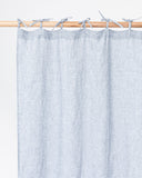 Tie top linen curtain panel (1 pcs) in Blue melange