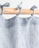 Tie top linen curtain panel (1 pcs) in Blue melange