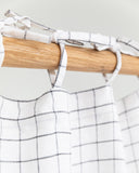Tie top linen curtain panel (1 pcs) in Charcoal grid