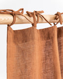 Tie top linen curtain panel (1 pcs) in Cinnamon