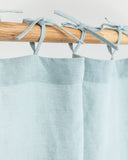 Tie top linen curtain panel (1 pcs) in Dusty blue