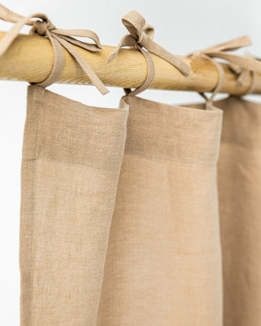 Tie top linen curtain panel (1 pcs) in Latte