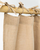Tie top linen curtain panel (1 pcs) in Latte