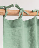 Tie top linen curtain panel (1 pcs) in Matcha green