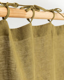 Tie top linen curtain panel (1 pcs) in Olive green