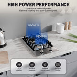 12 in. 2-Burner Recessed Gas Cooktop in Stainless Steel with Power Burners 5800-15000 BTU/h and NG/LP Convertible