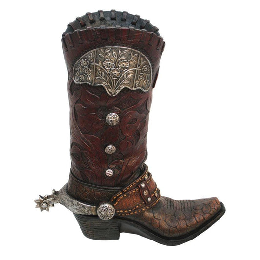 Tooled Cowboy Boot Vase, 2 MOQ