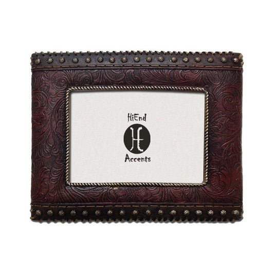 Tooled Leather w/ Studded Sides Picture Frame, 4 MOQ
