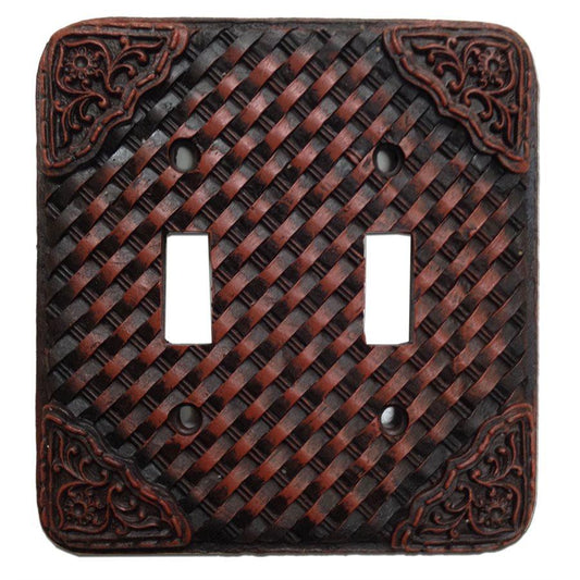 Tooled Resin Weaver Double Switch Wall Plate, 4 MOQ