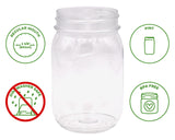Tossware Regular Mouth 16oz Stackable Plastic Mason Jars