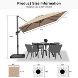 PURPLE LEAF Patio Outdoor Large Umbrella Square and Rectangular Cantilever Yard Sun Umbrellas
