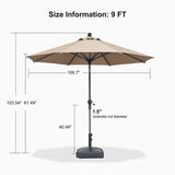 PURPLE LEAF Crank and Tilt Rectangular Outdoor Patio Market Umbrella with Base