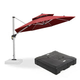 PURPLE LEAF Large Round Patio Cantilever Umbrella With Base for Deck, Pool, Backyard