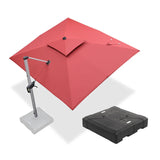 PURPLE LEAF Rectangular Large Outdoor Cantilever Umbrella With Base for Garden, Pool