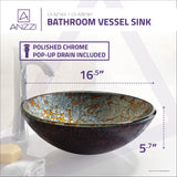 Stellar Series 17 in. Bathroom Vessel Sink with Scratch-Tough and Stain-Resistant Surface in Arctic Blaze Glass